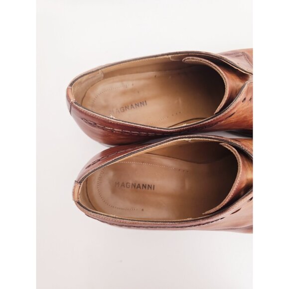 Magnanni Cordero Medallion Toe Derby Cognac Brown 20598 Brogue Dress Shoes 11 M - Picture 9 of 14